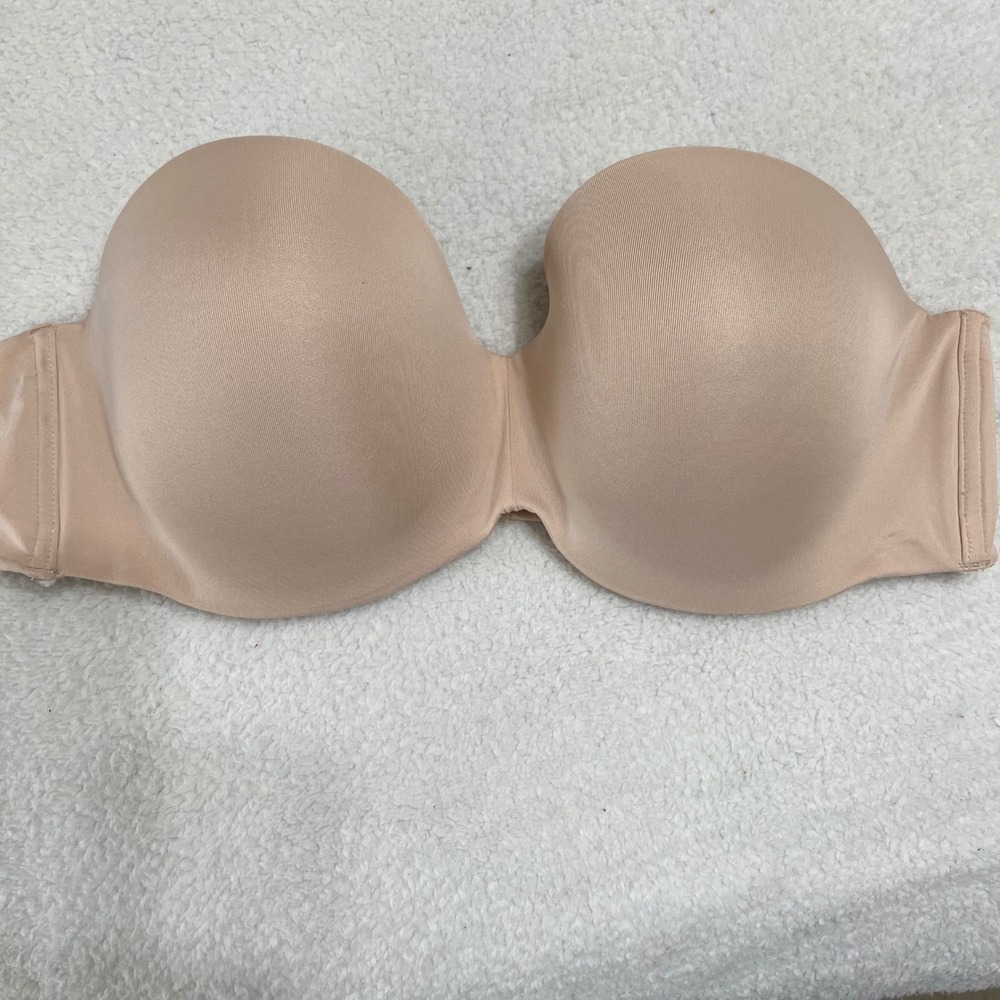 Maidenform Strapless Bra Nude‎ Beige Underwire Padded Convertible Size 42C